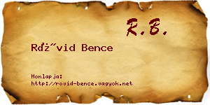 Rövid Bence névjegykártya